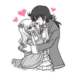❤ cartoon, couple, love, romance, hearts, anime, manga telegram sticker