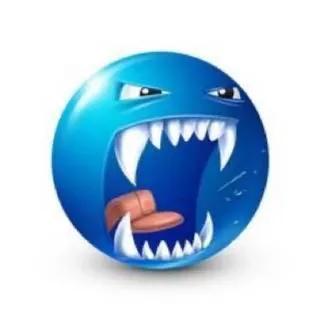 🌟 Emoji, Tanden, Monster, Blauw, Bol, Boos whatsapp sticker