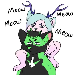 🤪 Meow Meow Meow Meow furry, feline, cat, anthro, cute, meow, cartoon, animal telegram sticker