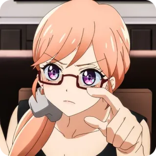 😡 Anime, Dziewczyna, Okulary, Poważna, Słodka telegram sticker