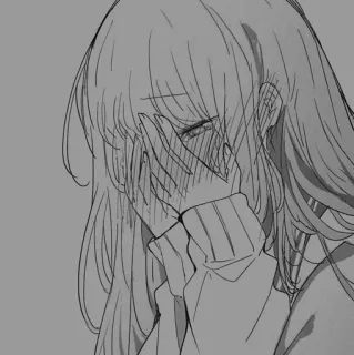 ⚓️ anime, girl, sad, crying, emotional, manga, sketch telegram sticker