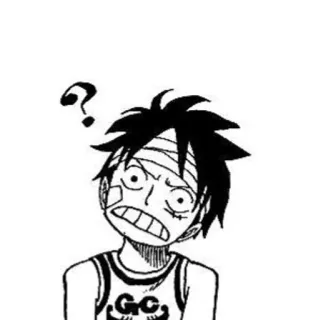 🏴‍☠️ Luffy One Piece アニメ, マンガ, ルフィ, ワンピース, はてなマーク, 怪我 whatsapp sticker