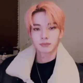 😐 uomo, kpop, idol, capelli rosa, ritratto, persona telegram sticker