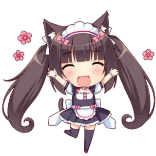 🤤 Anime, Ragazza gatto, Kawaii, Maid, Nekopara, Chibi telegram sticker