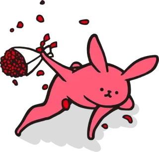 😀 Hase, Häschen, Blume, Cartoon, süß, Tier, rosa whatsapp sticker