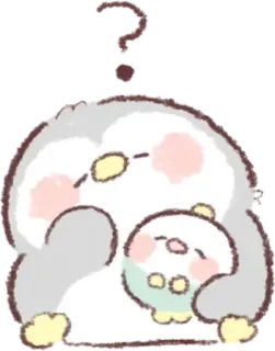 🐧 chim, dễ thương, câu hỏi, kawaii, hoạt hình, động vật telegram sticker