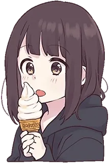 🍦 sorvete, garota anime, fofo, sobremesa, doce, desenho animado telegram sticker