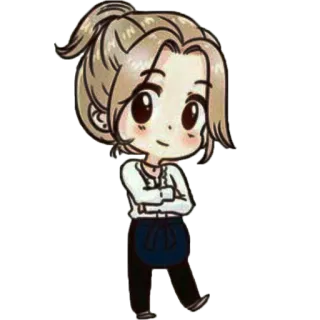 😍 Мультфильм, Персонаж, Стоя, Руки скрещены, Чиби, Милый telegram sticker