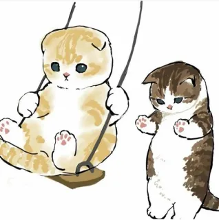 💗 koty, zwierzęta, słodkie, kociak, huśtawka, uroczy, kreskówka telegram sticker