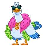 😎 oiseau, argent, dollar, lunettes de soleil, dessin animé whatsapp sticker