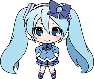 🙂 Hatsune Miku Anime, Mangá, Vocaloid, Chibi, Fofo, Hatsune Miku, Snow Miku telegram sticker
