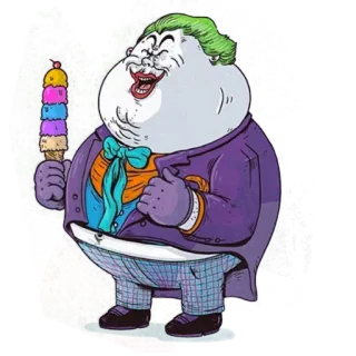 😄 Joker Joker, ice cream, cartoon, villain, DC Comics telegram sticker