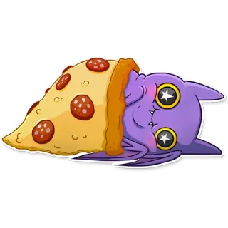 😀 披萨, 蝙蝠, 卡通, 食物, 可爱, 片, 意大利香肠 telegram sticker