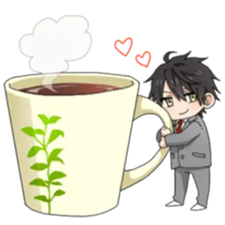 ☕ coffee, anime, cartoon, office worker, cute telegram sticker