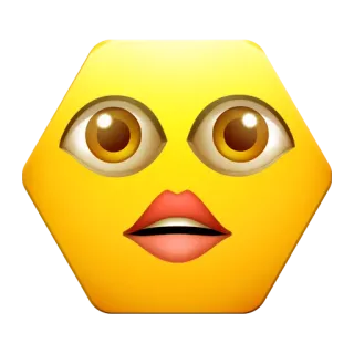 👄 emoji, face, expression, shocked, hexagon, yellow, eyes, mouth telegram sticker