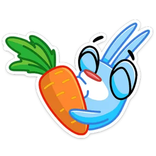 😘 konijn, konijntje, wortel, schattig, dier, cartoon, sticker telegram sticker
