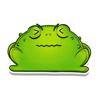 😖 カエル, 漫画, 緑, 動物, ステッカー telegram sticker