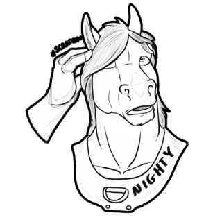 😶 #SCANF cheval, furry, anthropomorphe, animal, dessin animé, dessin telegram sticker