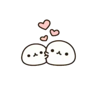 🍥 miłość, serca, słodkie, kawaii, para, pocałunek telegram sticker