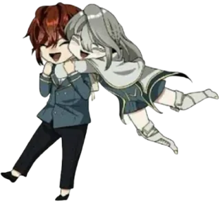 😆 Anime, Chibi, Mignon, Câlin, Couple telegram sticker