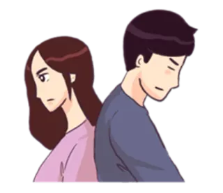 😑 пара, отношения, ссора, грустный, спиной к спине, несчастный telegram sticker