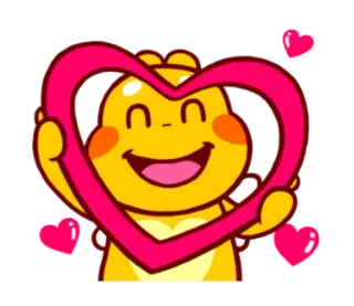 ❤ 可愛い, 幸せ, 愛, ハート, 漫画, 黄色, キャラクター, アニメ telegram sticker
