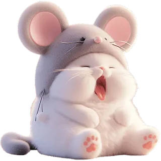 🥱 แมว, หนู, สัตว์, น่ารัก, การ์ตูน, หมวก whatsapp sticker