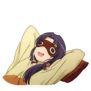 🤤 Anime, Dziewczyna, Maska do spania, Relaks, Sen, Kreskówka telegram sticker