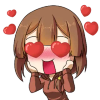 😍 Liebe, Herzen, Anime Mädchen, süß, Cartoon whatsapp sticker