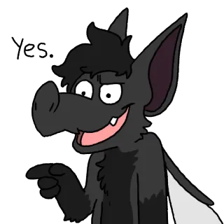 👍 Yes. cartoon, anthropomorphic, animal, bat, cute, funny telegram sticker