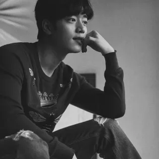 ➖ man, portrait, black and white, person, indoors, sitting, contemplative telegram sticker