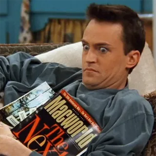 😳 Chandler Bing Friends The 20th Anniversary Mac - The Next Best Mac Products Chandler Bing, Matthew Perry, Friends, choqué, surpris, Série TV, Macworld telegram sticker