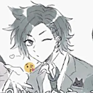 😘 Аниме, Манга, Кошачьи ушки, Милый, Подмигивание whatsapp sticker
