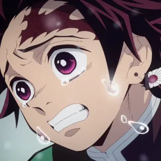 🔥 Tanjiro Kamado Demon Slayer animé, pleurs, triste, larmes, Demon Slayer telegram sticker