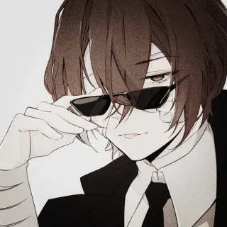 😎 Osamu Dazai Bungou Stray Dogs animé, dazaï, bungou stray dogs, personnage, lunettes de soleil telegram sticker