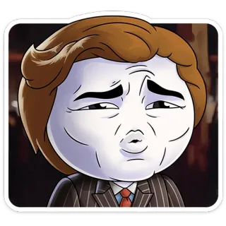 ⭐ 밈, 능글맞은 미소, 만화, 얼굴, 표정, 정장 whatsapp sticker