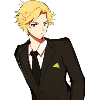 ☹️ Yoosung Mystic Messenger Yoosung, Mystic Messenger, Anime, Personaje, rubio, traje telegram sticker