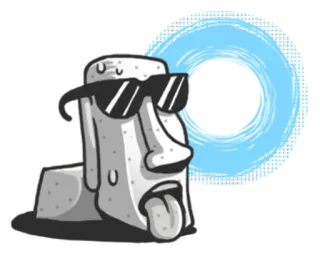 🐷 Moai, Paaseiland, Standbeeld, Zonnebril, Tong, Cartoon, Cool, Steen whatsapp sticker