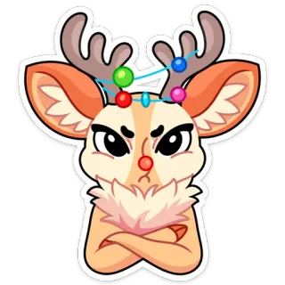 😠 rendier, kerst, feestelijk, vakantie, schattig, cartoon, dier, gewei telegram sticker