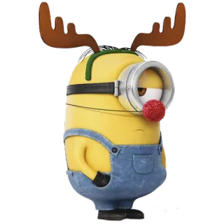 🎄 Minion Despicable Me cartoon, christmas, reindeer, minion, funny telegram sticker
