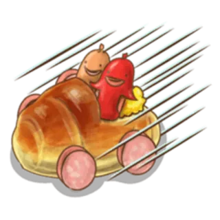 🚗 cibo, hotdog, salsiccia, cartoni animati, kawaii, carino whatsapp sticker
