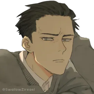 😐 SwallowZireael hombre, anime, chico, expresión neutral, dibujos animados telegram sticker