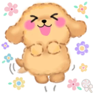 💕 犬, 可愛い, 花, 漫画, 幸せ, 飴 telegram sticker