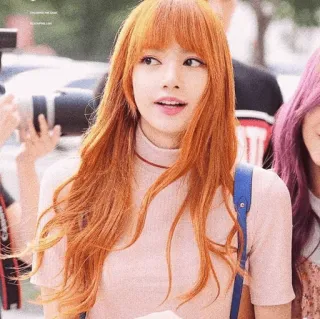 😯 Lisa kpop, idol, blackpink, singer, woman, orange hair telegram sticker
