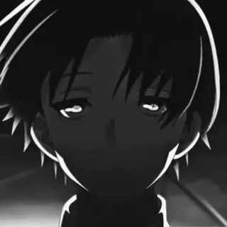 🀄 anime, boy, monochrome, dark, illustration whatsapp sticker