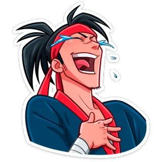 😃 tertawa, kartun, bahagia, gembira, bando merah, menangis, emosi telegram sticker