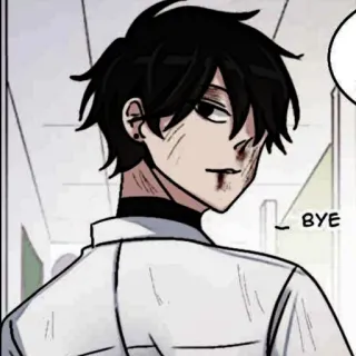 🎶 BYE anime, sangue, capelli neri, maschio, cicatrici, gore telegram sticker