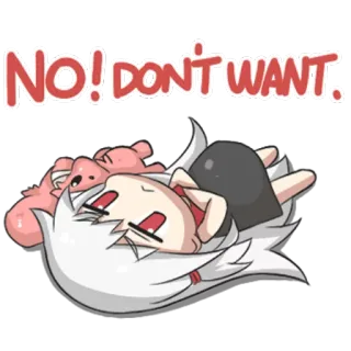 👎 NO! DON'T WANT. sticker, cartoon, anime, rejection, refusal, no telegram sticker