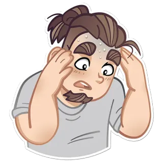 😰 불안, 스트레스, 공황, 긴장, 땀, 걱정, 만화 telegram sticker