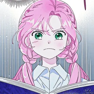 🌸 Manga, Anime, Gadis, Rambut merah muda, Marah, Kartun telegram sticker